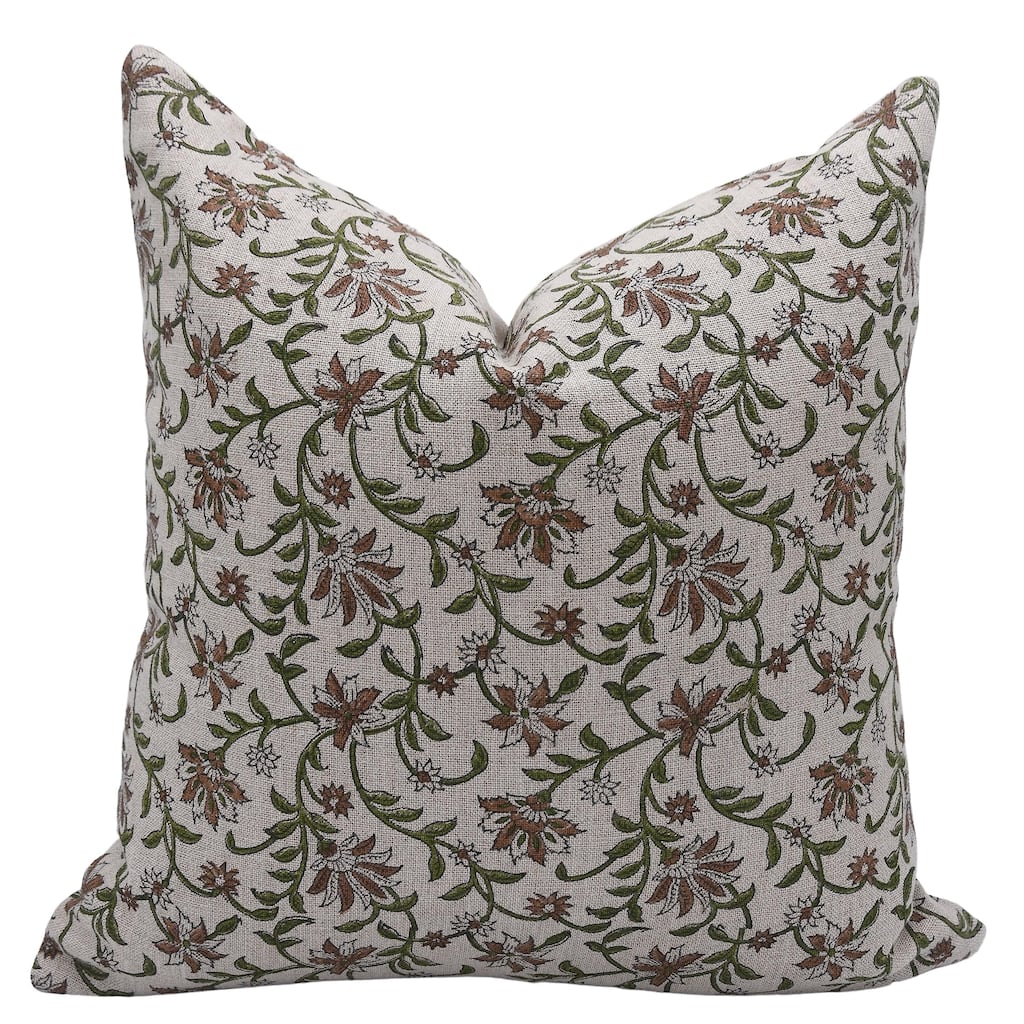 Fabdivine Linen Farmhouse Block print pillow Cover