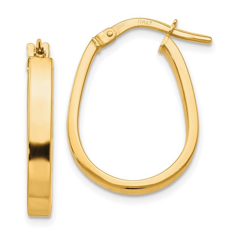 Curata 10k White or Yellow Gold Italian Polished U-shape 3x22mm Hoop Earrings