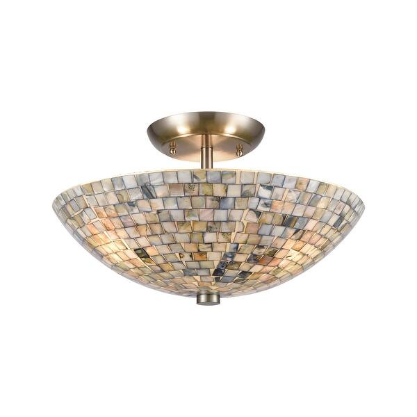 slide 2 of 5, Elk Home Capri 16 " Wide 3-Light Semi Flush Mount Light Fixture - Satin Nickel, 10551/3