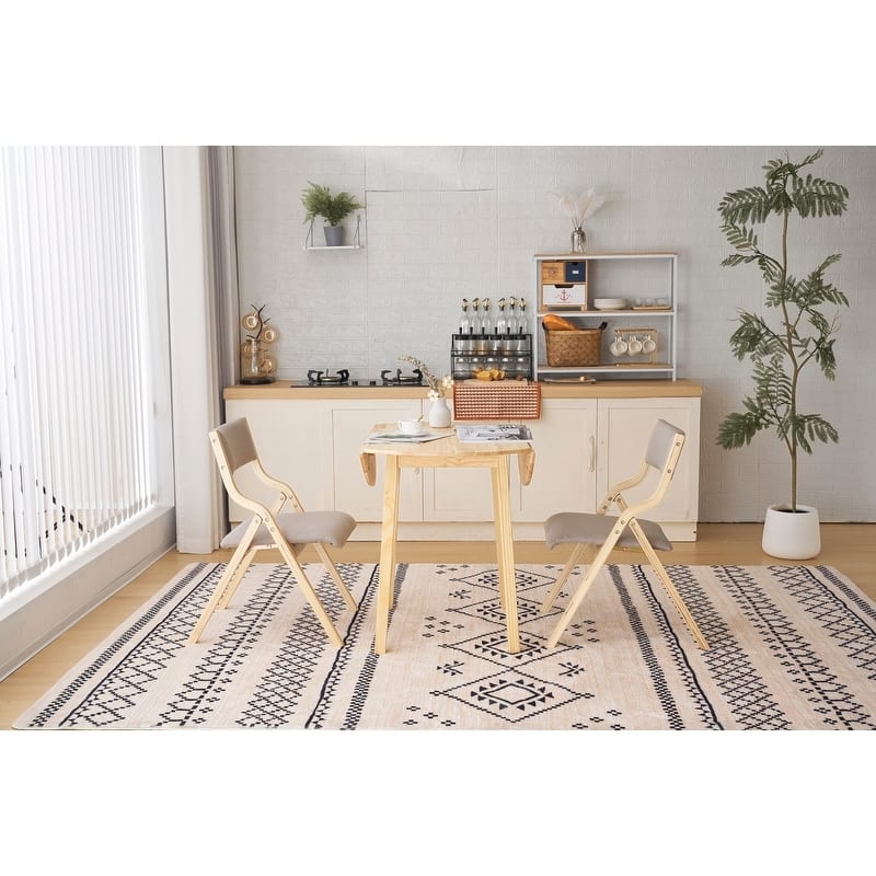 2 Pack Modern Folding Chairs with Padded Seat and Back, Wooden Dining Chairs Extra Chair for Living Room Office Wedding Party