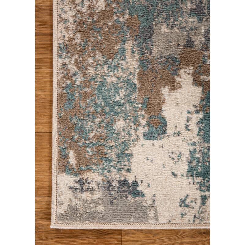 Kriselia Collection Brown/Blue Abstract Area Rug