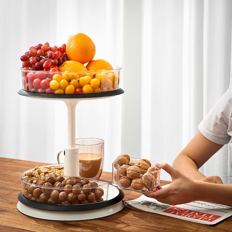Sorbus 2-Tier Clear Lazy Susan - Rotating Kitchen Organizer - 11.29" L x 11.29" W x 14.68"H