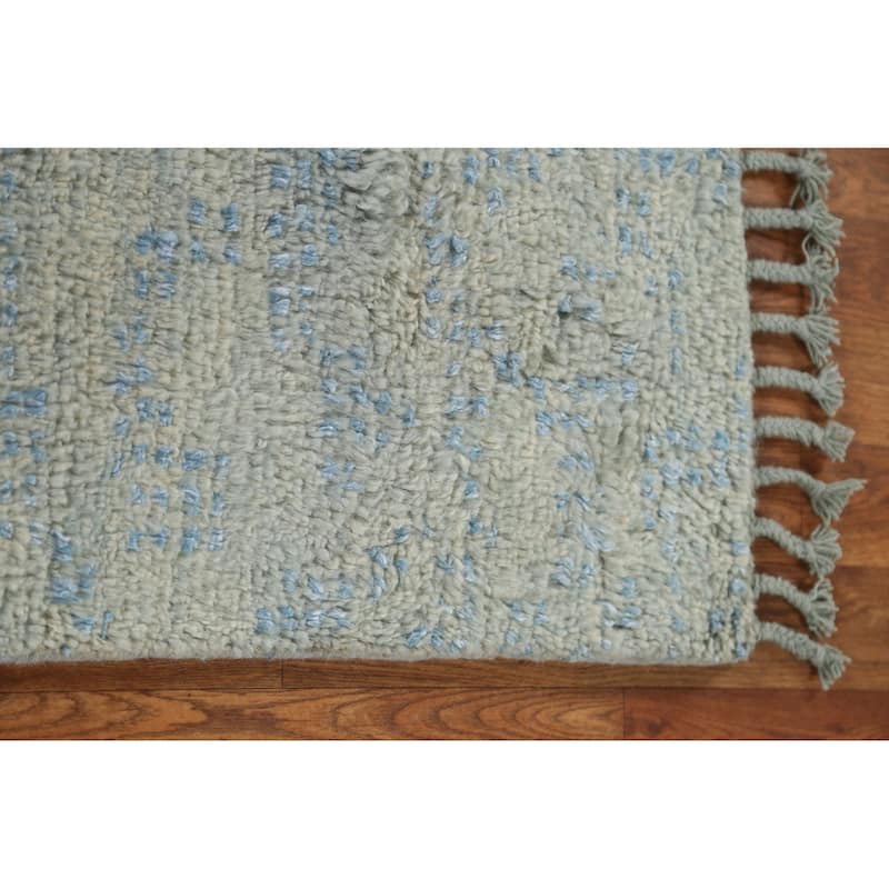 Gray/ Blue Moroccan Area Rug Hand-knotted Wool Carpet - 5'4" x 7'11"