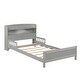 preview thumbnail 33 of 77, Pine Wood Platform Bed Low-Profile Bed Frame with Storage Headboard, Motion Sensor LED Light, Movable Guardrail, Slats Support