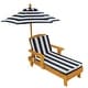 preview thumbnail 1 of 5, Kid's Blue/ White Striped Outdoor Chaise with Umbrella Blue
