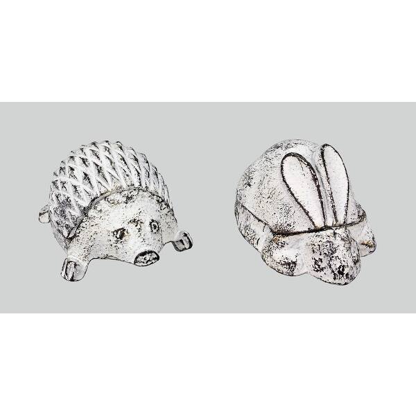 Hedgehog and Bunny Rabbit Garden Key Holders Set of 2 Cast Iron 4.25 ...