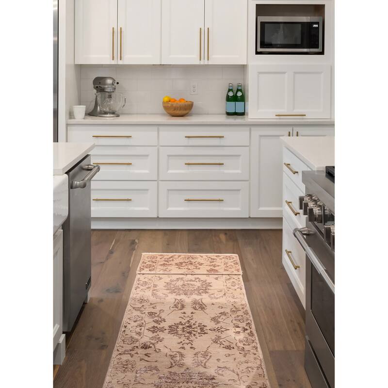 ECARPETGALLERY Hand-knotted Heritage Tan Silk, Wool Rug - 2'6 x 16'2