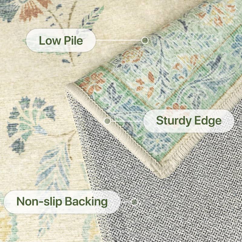 Mcow Low Pile Machine Washable Non-Slip Area Rug - 8'X10'