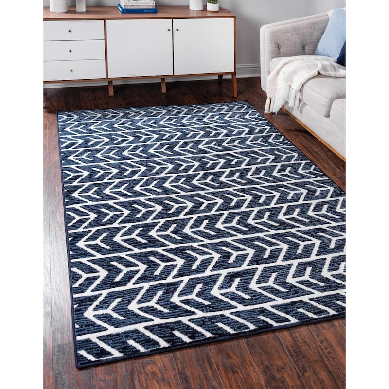 Outdoor Glasbury Collection Area Rug - Navy Blue - 10'x14'