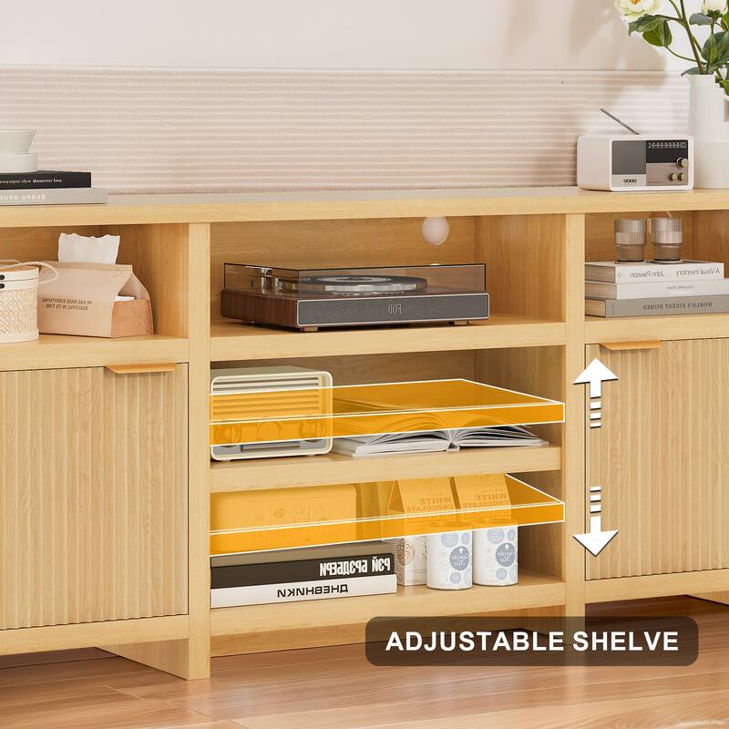 Pocassy LED Farmhouse TV Stand for 75 Inch