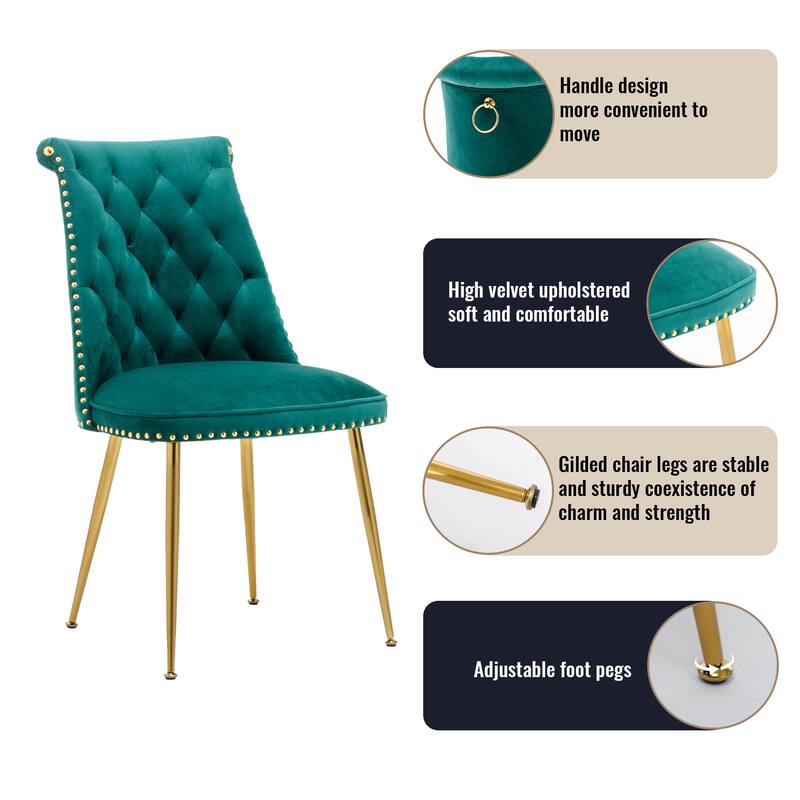 7-Piece Clihome Marble Dining Table with Velvet Chair Dining Chair