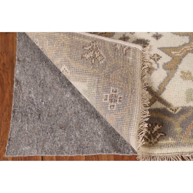 Floral Beige Oushak Oriental Runner Rug Handmade Wool Carpet - 2'7"x 7'10"