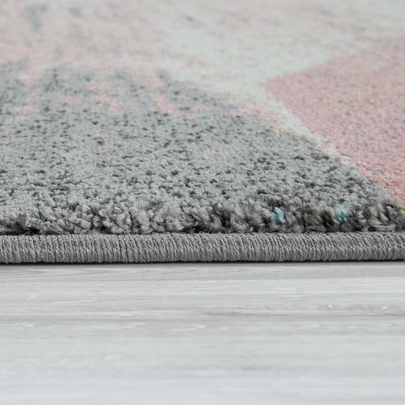 Abstract Area Rug with Geometric Designer Pattern and Faded Colors