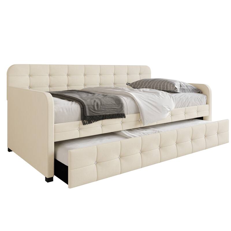 Clayfell Elyria Diamond Button Tufted Velvet Upholstered Daybed
