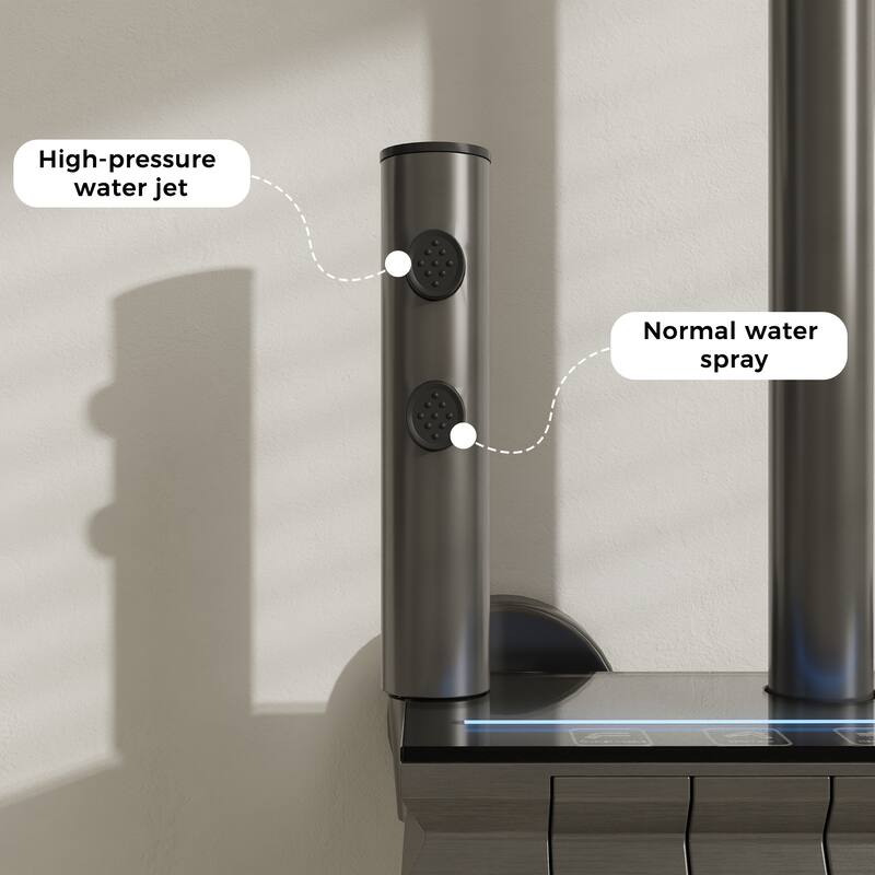 Shower System with LED Temperature Display, 4 Function Shower Panel Waterfall Tub Spout,Shower Faucet Set