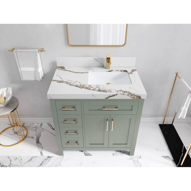 Willow Collections 36 in. W x 22 in. D Cambridge Right Offset Sink Bathroom Vanity with Countertop
