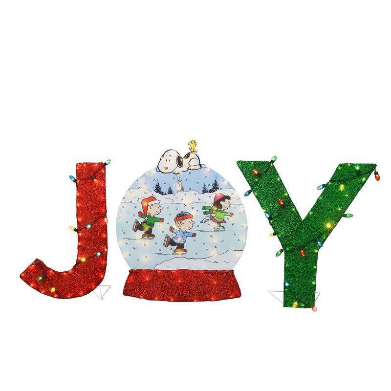 36" Peanuts S/3 JOY Snowglobe with Skaters and Snoopy