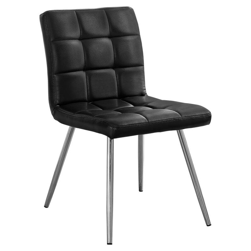 Modern Upholstered Dining Chairs - Set of 2, White PU Leather Chrome Accent Living Room Chair - 38.75