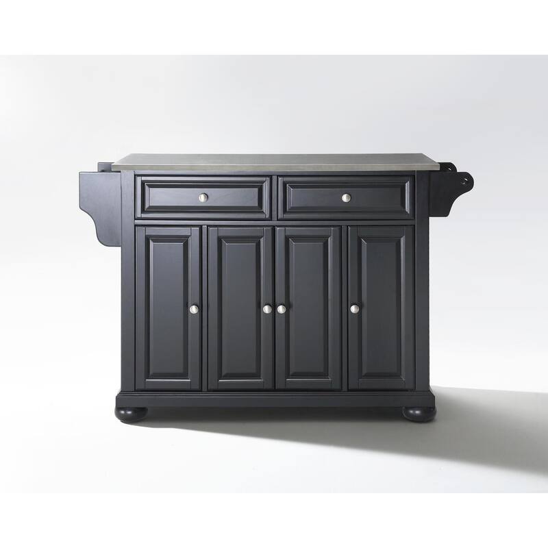 Kitchen Island Cart Stainless Steel Top - Portable Kitchen Storage Island with Drawers & Shelves