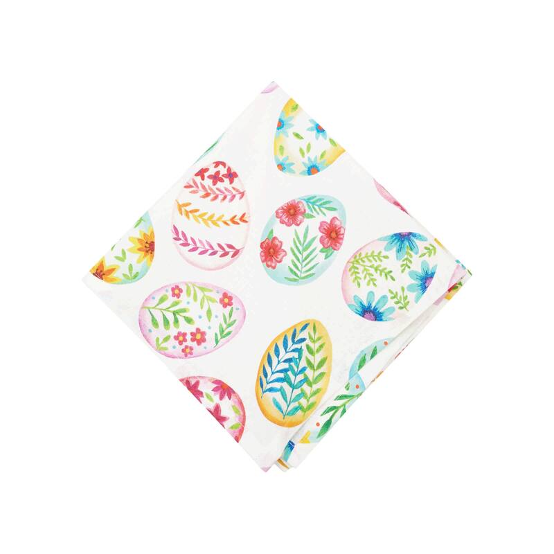 Colorful Easter Egg Charm & Plaid Cloth Napkins Set of 6 - Multicolored