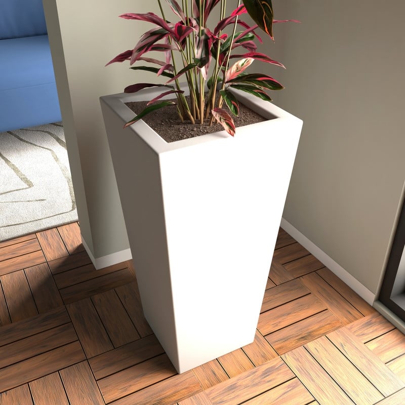 Orna Handcrafted Mid-Century Modern Fiberstone MGO Planter with Drainage, Weather-Resistant Indoor Outdoor Decorative Plant Pot
