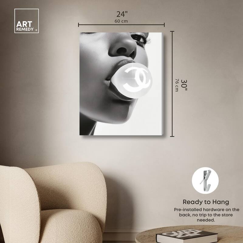 Bubble Gum Pop Monochrome Canvas by Art Remedy, Gallery Wrapped