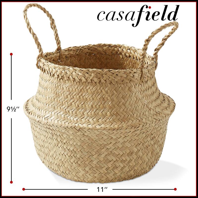 Seagrass Belly Basket Planters Woven Storage Bin Plant Pot Covers