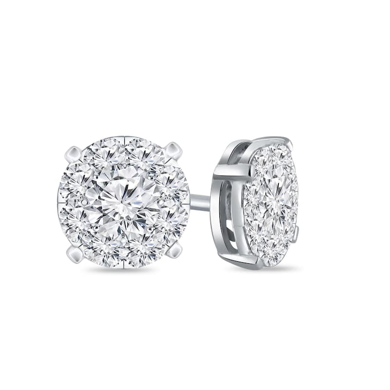 Auriya 14k Gold 5/8ctw Round Pave Diamond Stud Earrings (H-I, I1-I2)