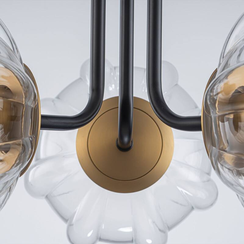 3-Light Contemporary Semi Flush Mount with Ripple Glass