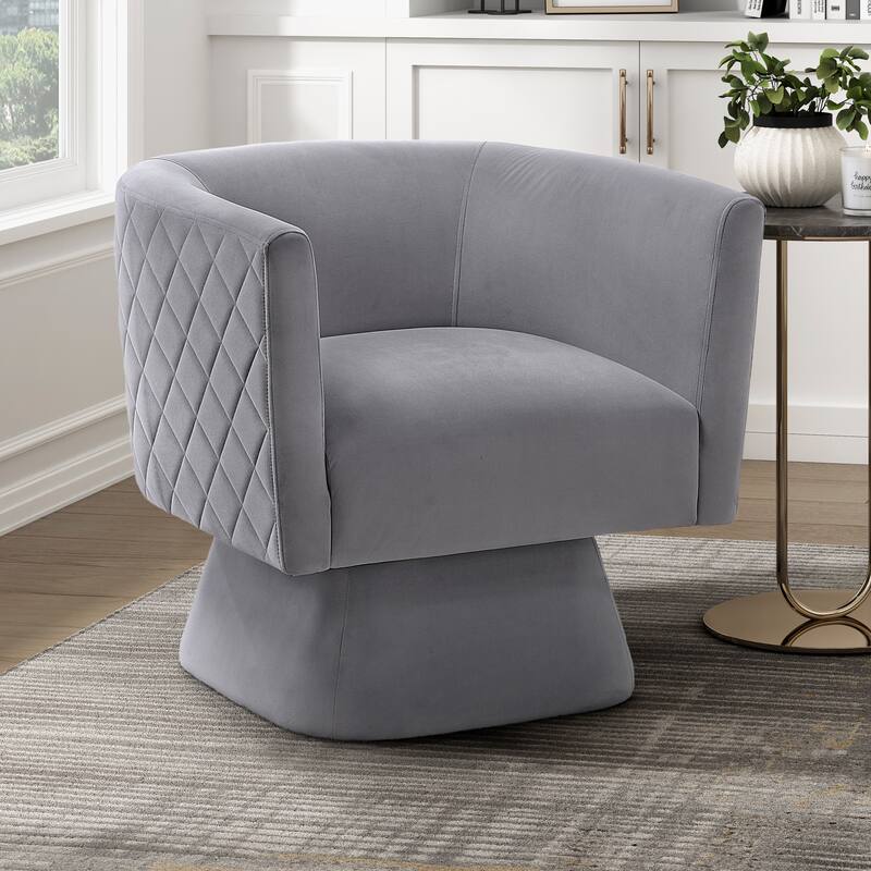 Gale 29" Velvet Swivel Chair - Diamond Stitched Chair Back