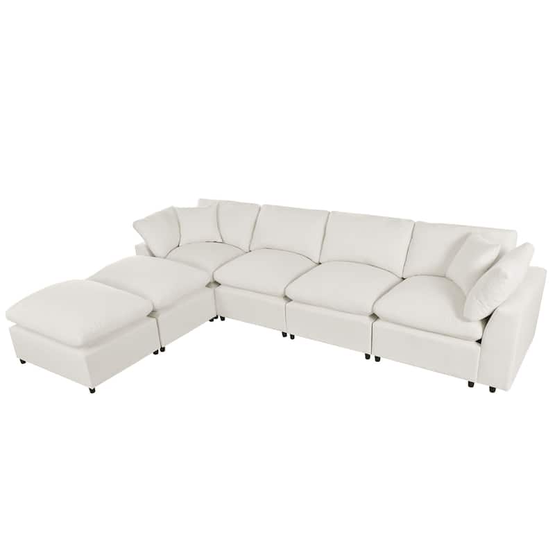 Merax Modern Large U-Shape Sectional Sofa, 2 Large Chaise with Removable Ottomans