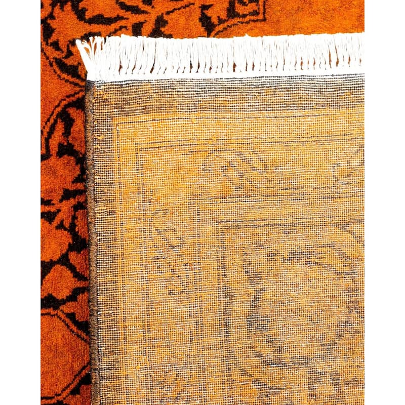 Overton Hand Knotted Wool Vintage Inspired Modern Contemporary Overdyed Gold Square Area Rug - 6' 1" x 6' 1"