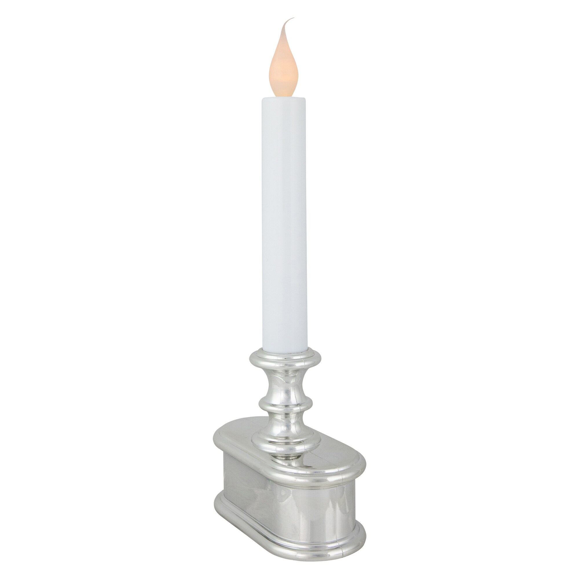 Battery Operated Brushed White Candle Lantern - 9.25 Inch 5 Hour Timer