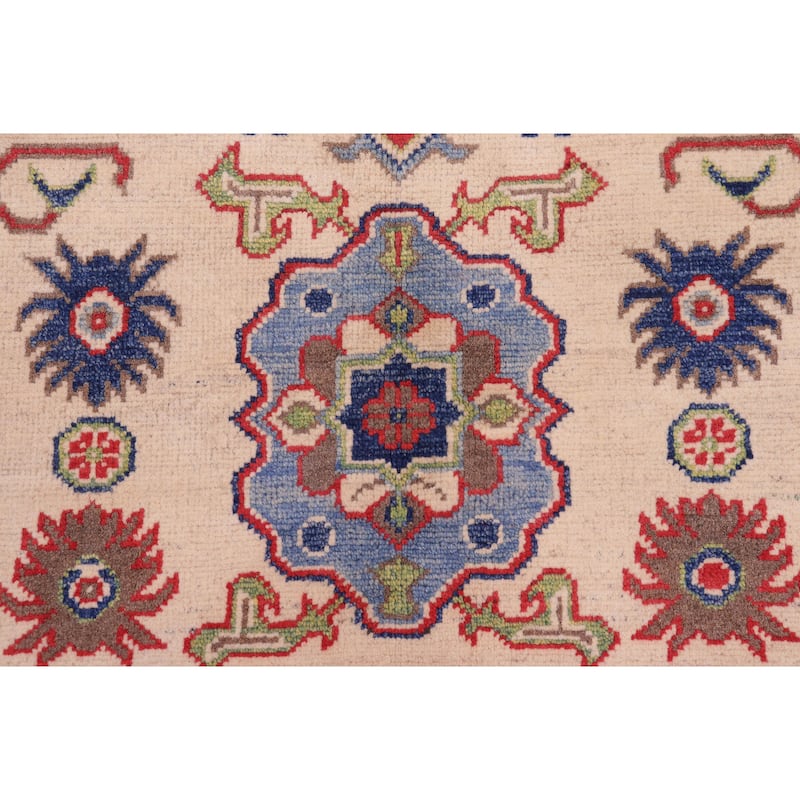 Southwestern Kazak Reese Natural/Red Wool Rug - 5'6'' x 7'8''