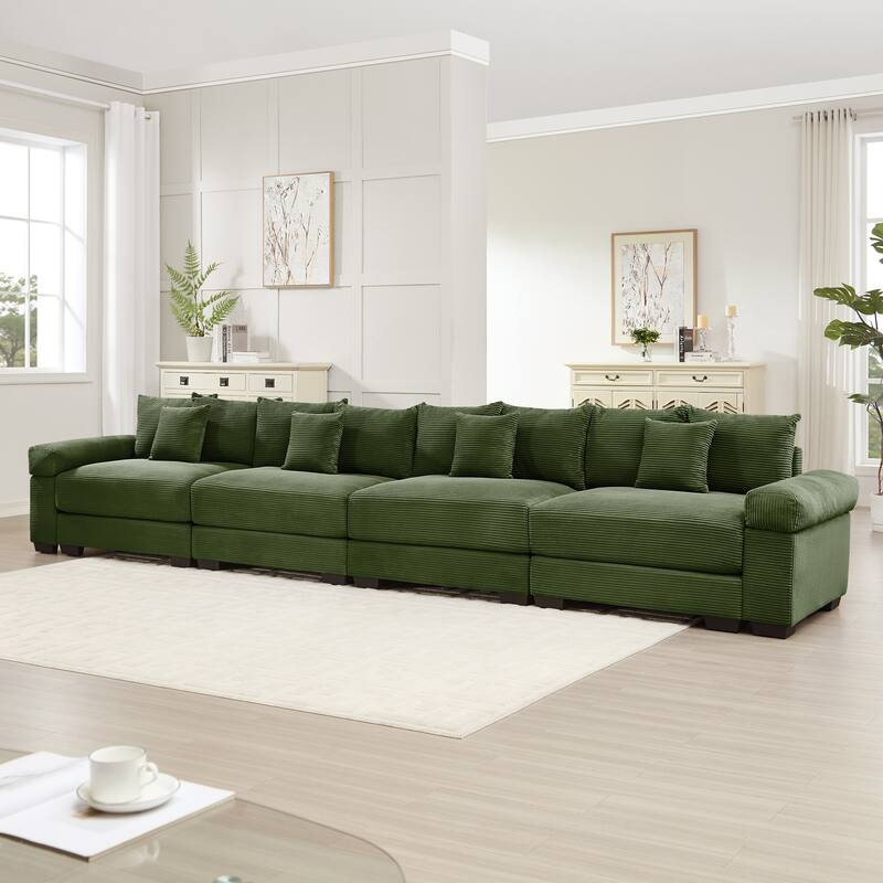 Oversized Corduroy Cloud Modular Sofa with Throw Pillows