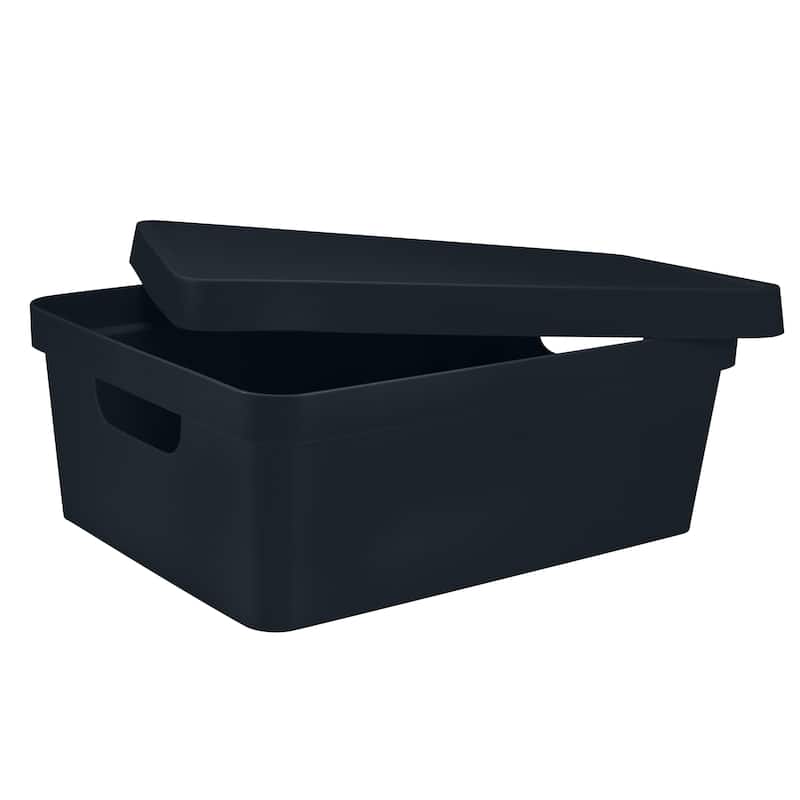 Simplify Medium Vinto Storage Box with Lid in Charcoal