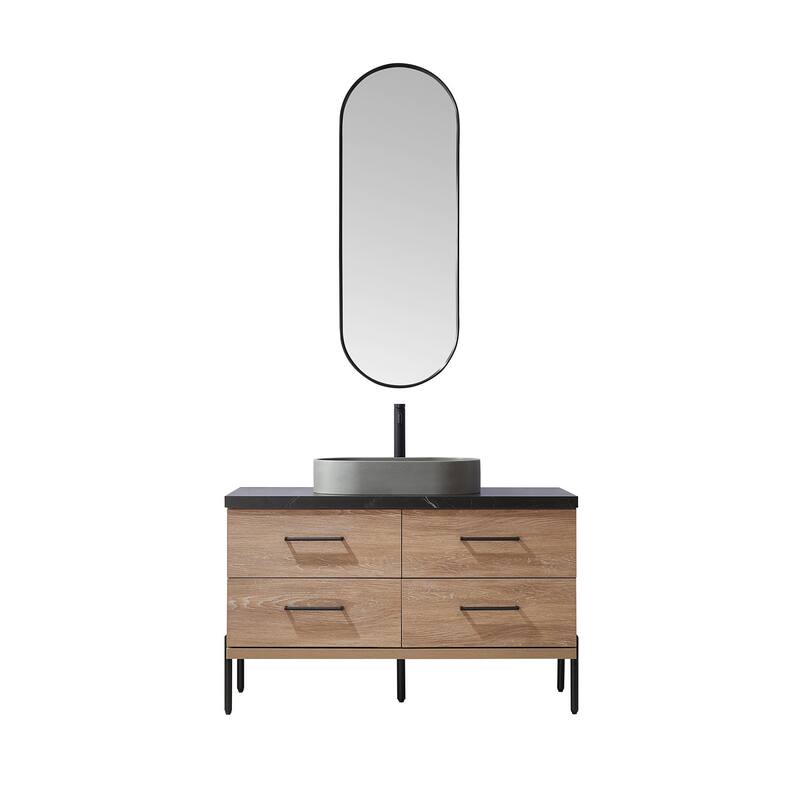 Miseno MV-705148O Trento 48" Free Standing Single Basin Vanity Set - North American Oak / Black - Oak Finish