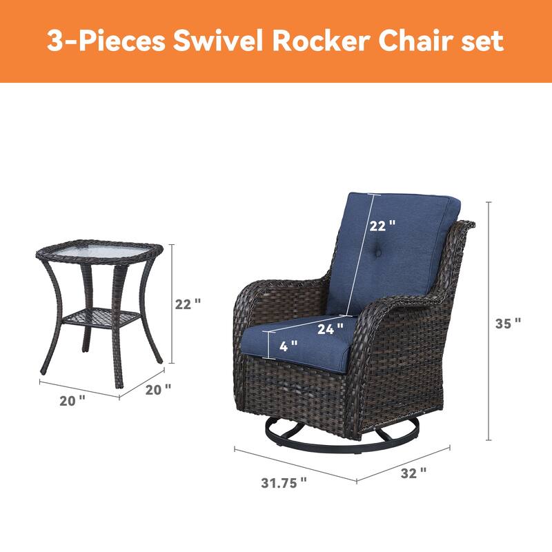 Gymojoy Wicker Swivel Glider Chair with Water-Resistant Olefin Cushions