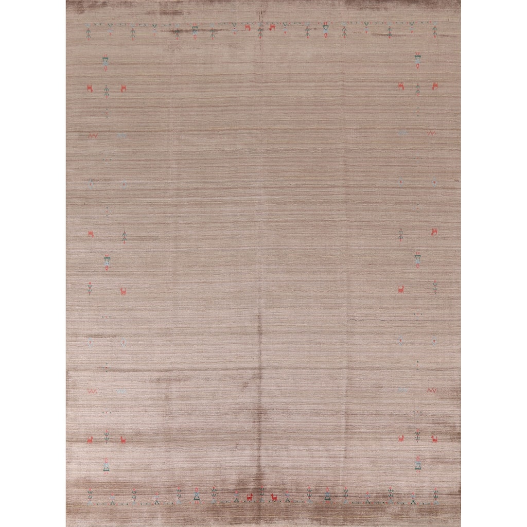 Modern Gabbeh Rug Hand-Knotted Tribal Wool Carpet - 7'11"x 9'7"
