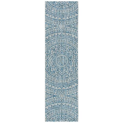 SAFAVIEH Courtyard Fran Mandala Indoor/ Outdoor Waterproof Patio Backyard Rug
