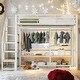 preview thumbnail 2 of 12, Full Size Metal Loft Bed with Storage Wardrobe and Staircase,White