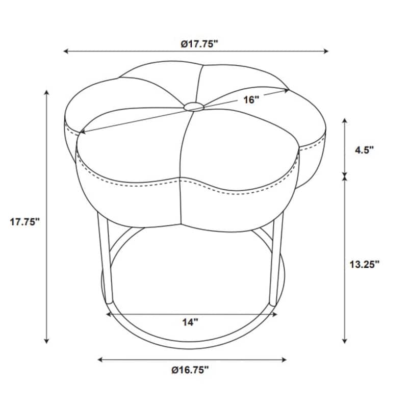 Floral Accent Vanity Stool - 17.75" - White and Silver