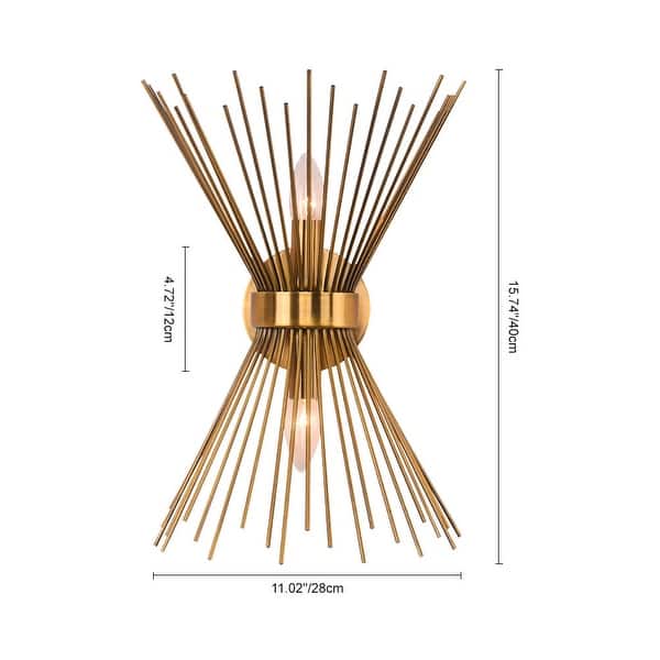 Modern Mid-century 2-light Starburst Wall Sconce - Brass