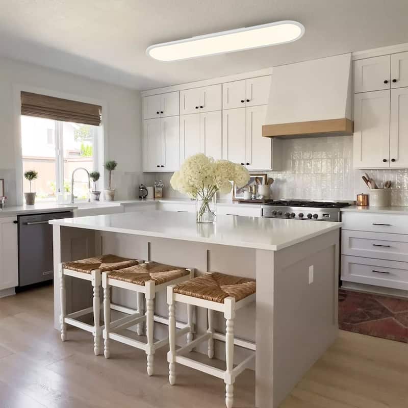Modern Linear Dimmable LED Oval Semi Flush Mount Ceiling Light