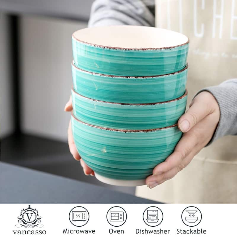 vancasso Bella 5.5 Inch Stoneware Large Serving Bowl Set,24Oz.