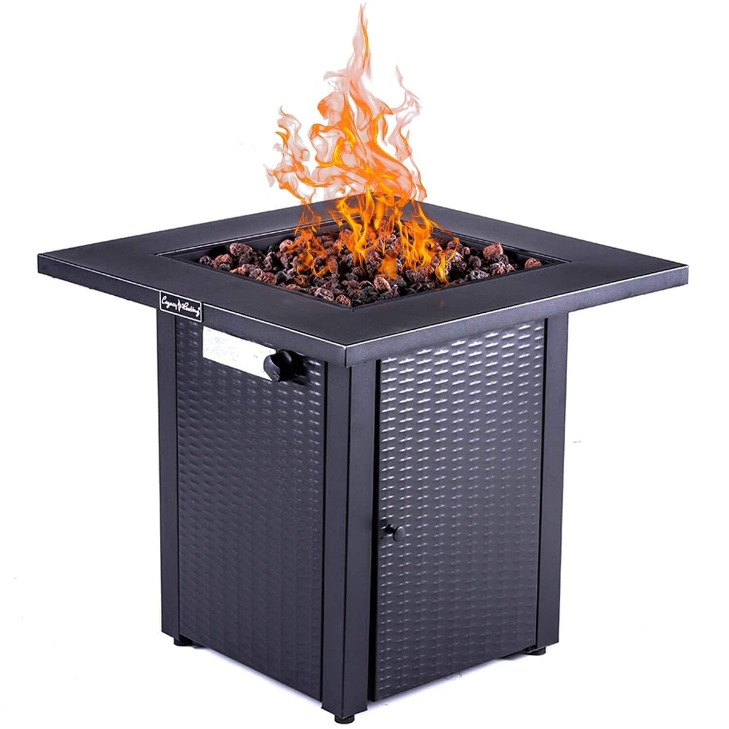 TiramisuBest Outdoor Propane Fire Pit Table with Lid, 50,000BTU