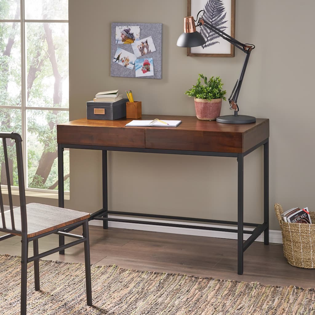Compact 44" Wood Storage Desk, Home Office & Small Space Table