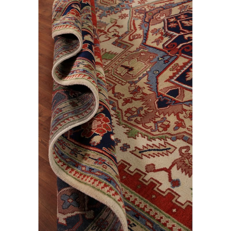 Geometric Heriz Serapi Oriental Large Area Rug Handmade Wool Carpet - 11'10" x 14'11"