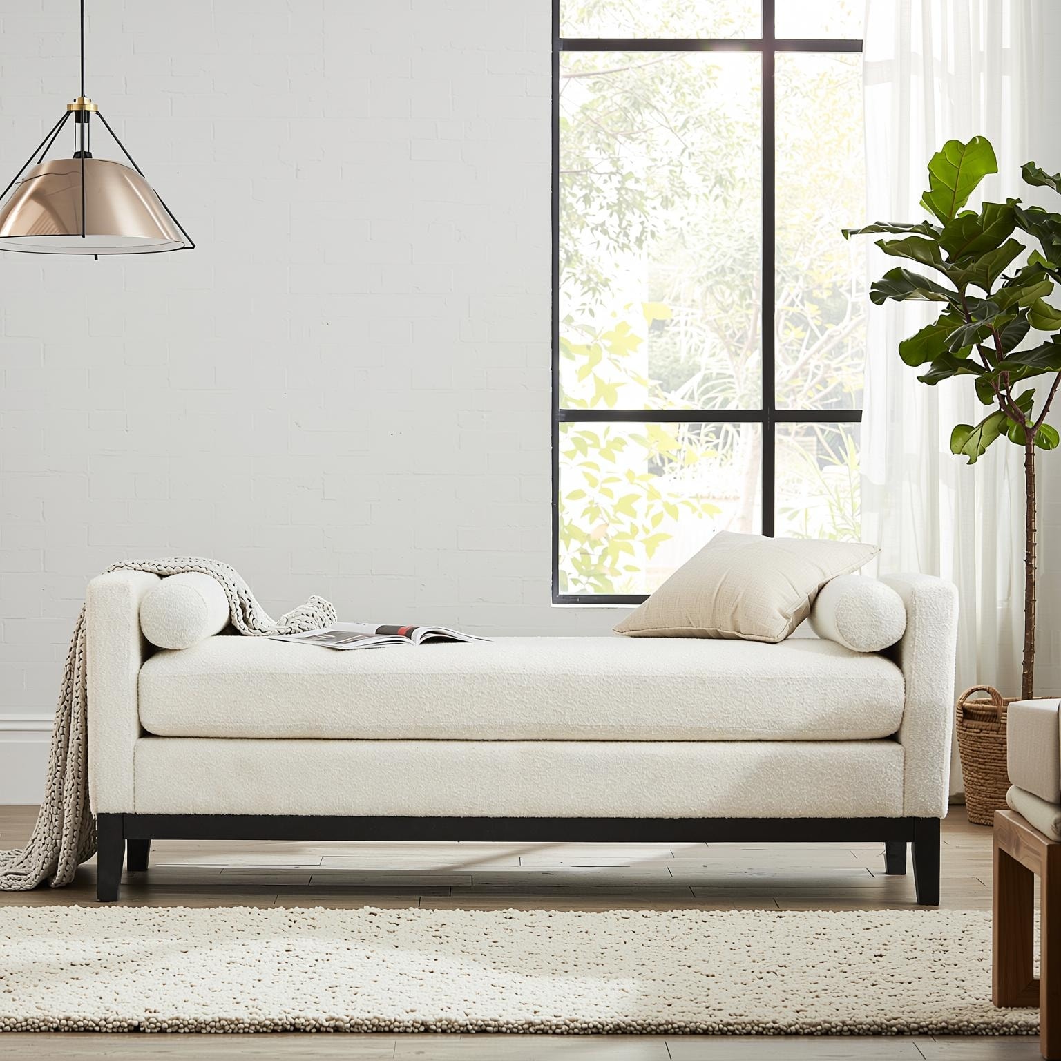 Homy Casa Upholstered Bench with Pillows, Wooden, Entry Living