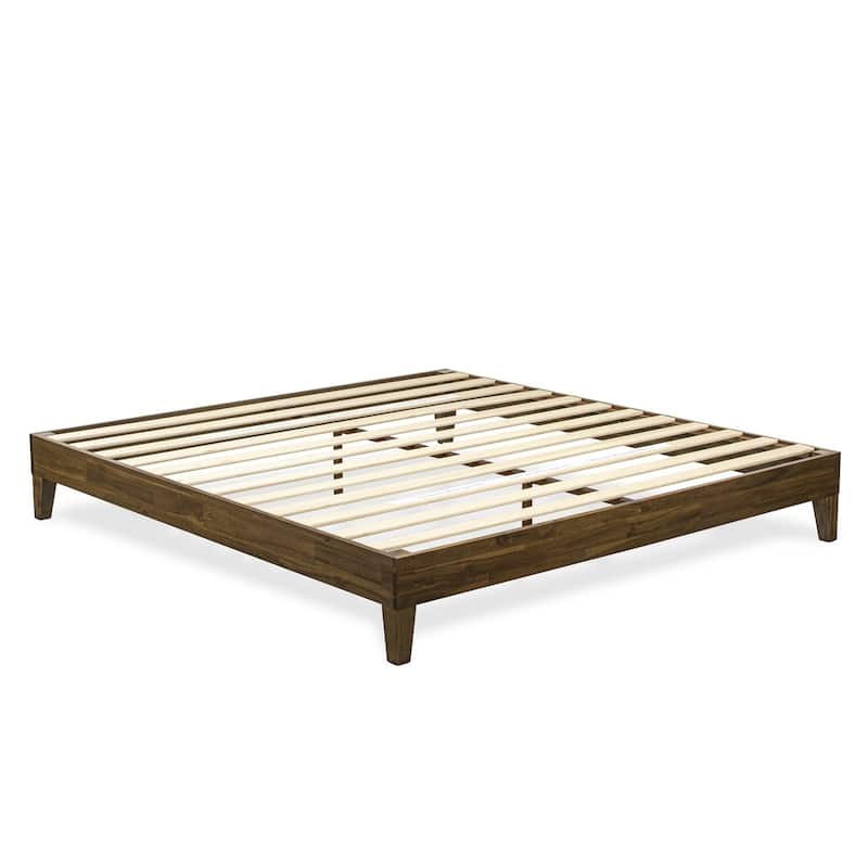 Queen Bed Frame with Hardwood Legs - Walnut Finish Bedroom Furniture